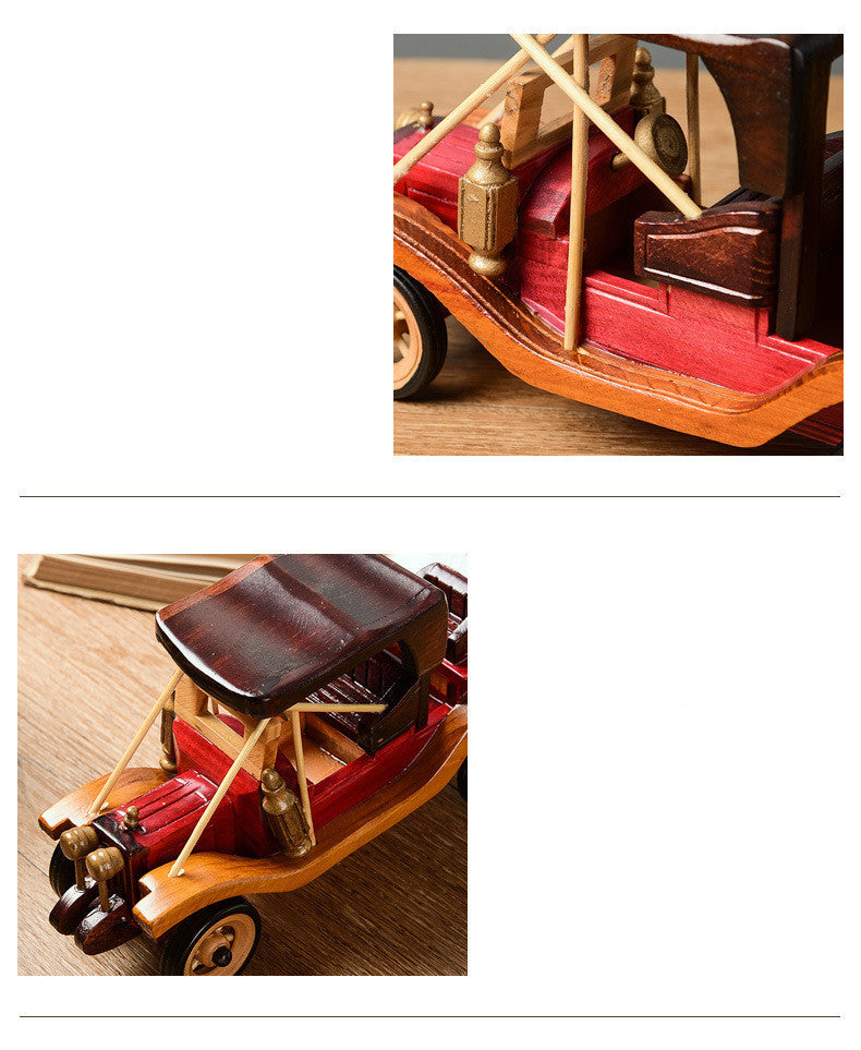 Retro Creative Home Desktop Wooden Vintage Car Ornaments