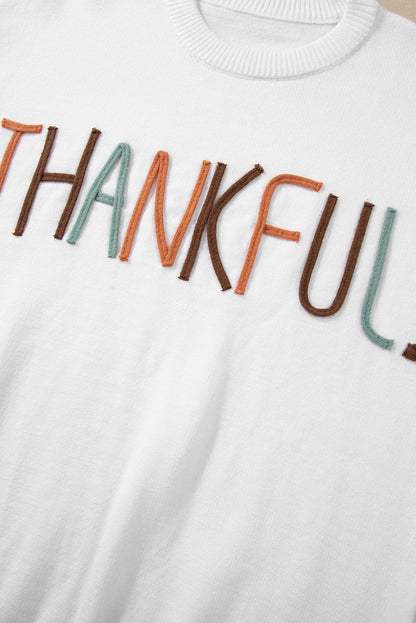 White Thankful Ivory Embroidered Sweater