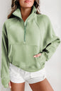 Flamingo Fleece Lined Zip Up Stand Collar Thumbhole Sleeve Sweatshirt