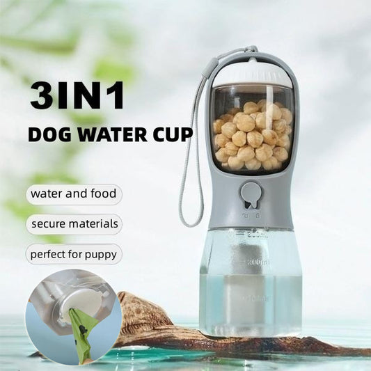 3-in-1 Portable Dog Water Cup with Food & Waste Bag