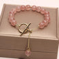 Natural Freshwater Pearl Strawberry Quartz Fishtail Bracelet