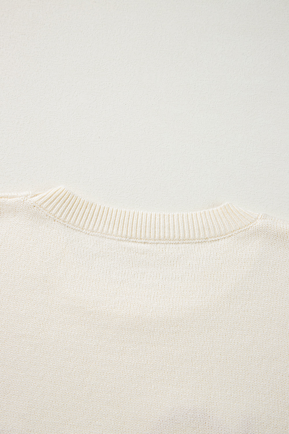 Apricot Boo Knitted Pattern Ribbed Edge Drop Shoulder Sweater