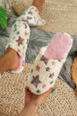 Pink Star Pattern Plush Home Slippers