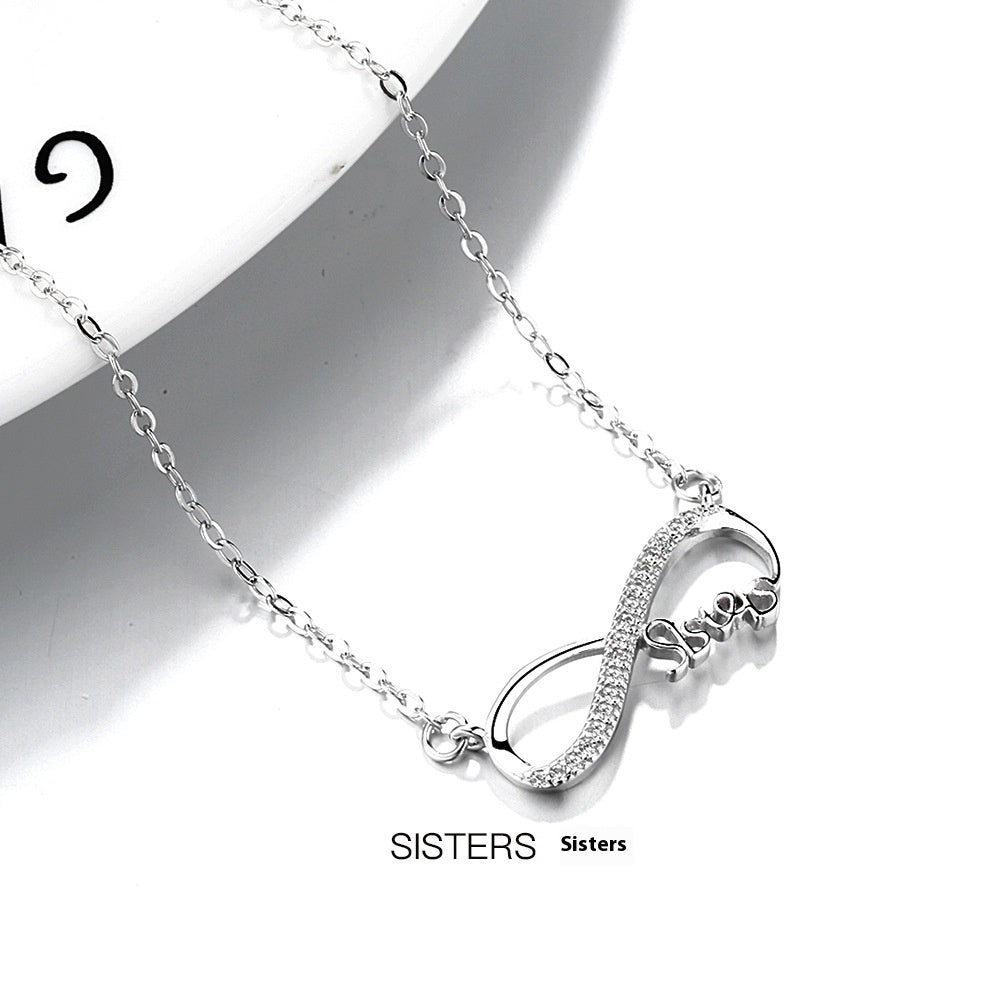 925 Silver Necklace Women's 8-word Infinite Symbol Pendant