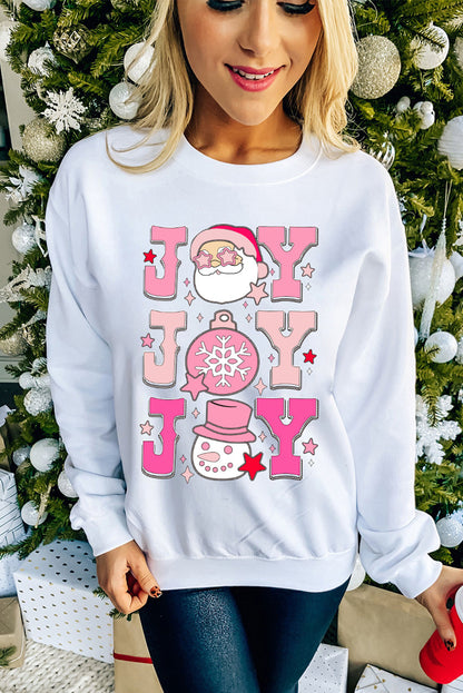 Beige Christmas Claus JOY Graphic Drop Shoulder Sweatshirt