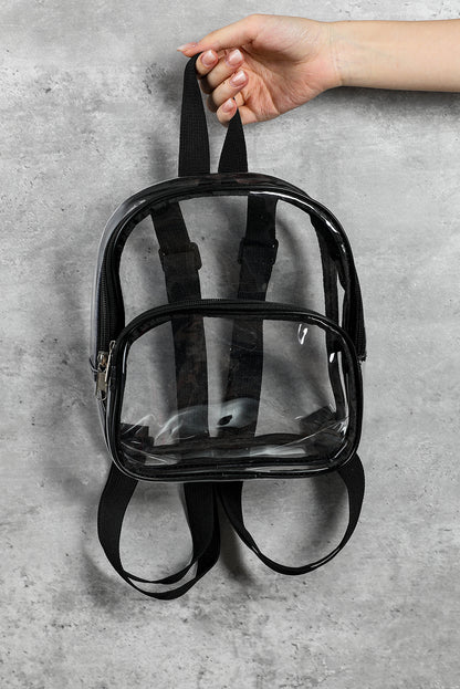 Black Contrast Edge PVC Clear Zipper Game Day Backpack