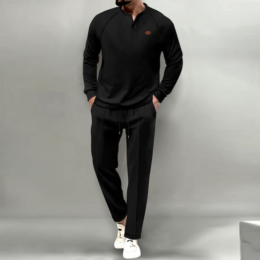 Men's Solid Color Long Sleeve Trousers Suit