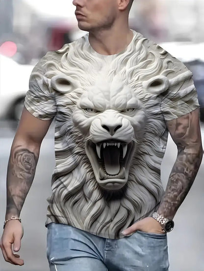 Three-dimensional Pattern Men's Loose Short-sleeved Breathable T-shirt 3D Digital Printing