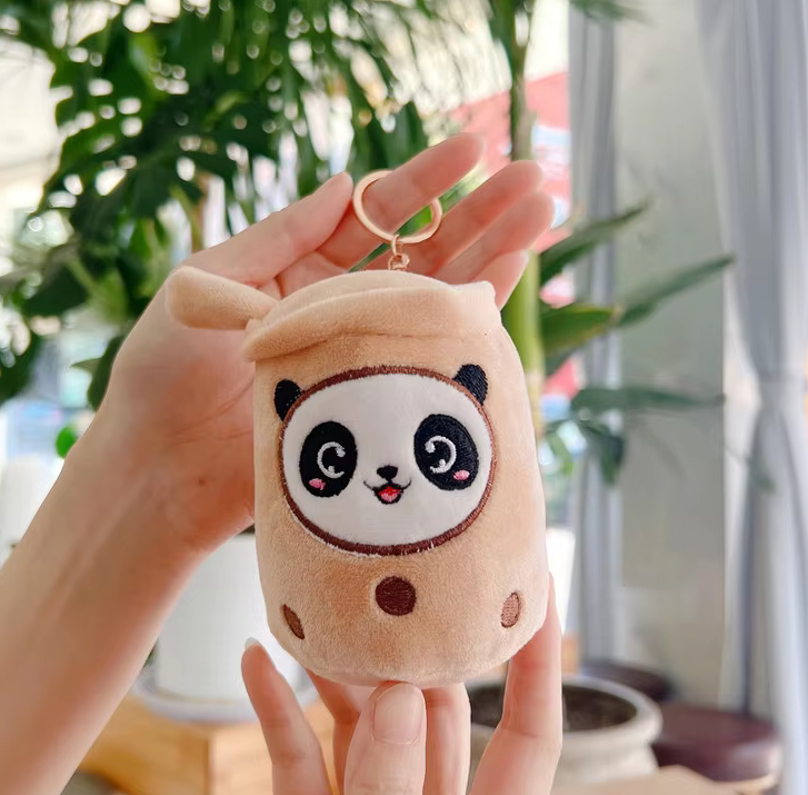 11cm Mini Panda Boba Milk Tea Plush Keychain - Adorable Kawaii Bubble Tea Accessory