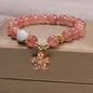 Natural Freshwater Pearl Strawberry Quartz Fishtail Bracelet