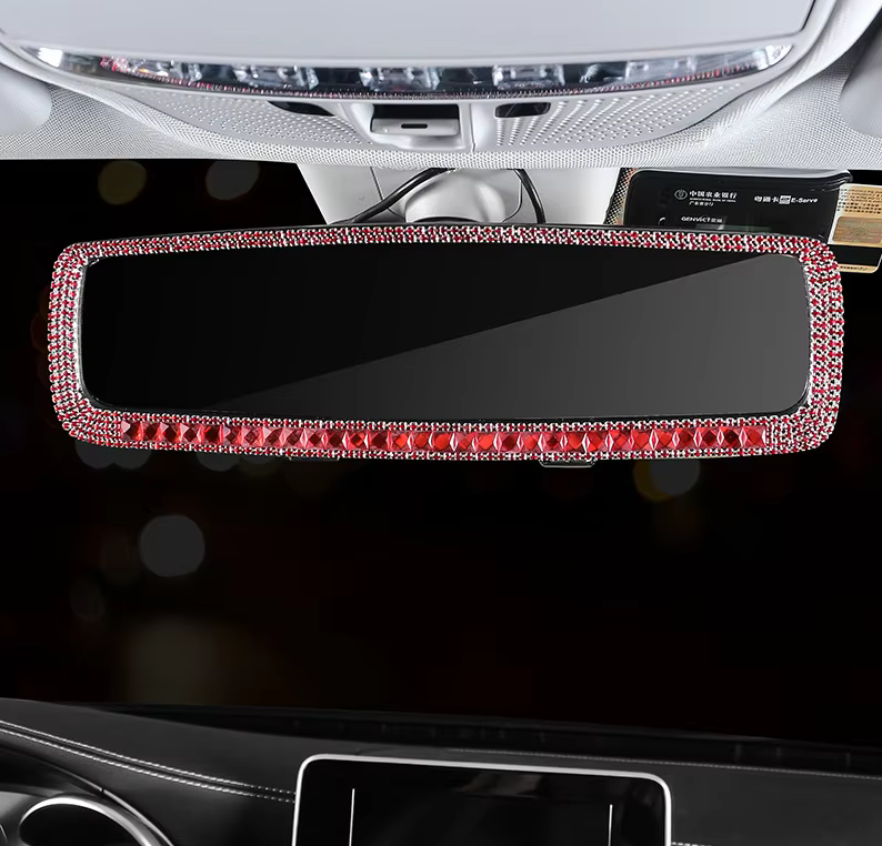 Elegant Bling Rhinestone Rear View Mirror Cover | Women’s Crystal Diamond Car Ornament