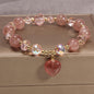 Natural Freshwater Pearl Strawberry Quartz Fishtail Bracelet