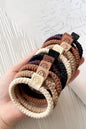 Khaki 5pcs Smile Face Decor Braided Hair Ties