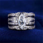 Luxury Three-layer Zircon White Gold Plated Engagement Ring