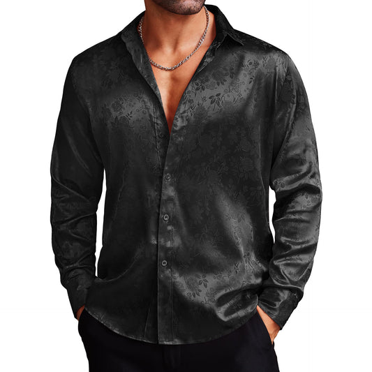 Men's Silk Satin Dress Shirt