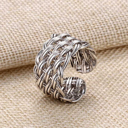 Simple Retro Cross-Wound Braided Twist Ring