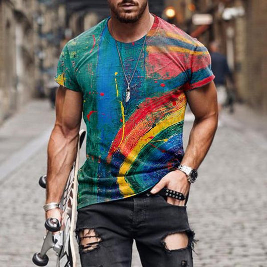 Summer New Men's Fashion Print Series T Shirt