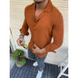 Lapel Long Sleeve Men's Shirt Solid Color