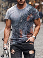 Mens Street Casual Trend Abstract Painting Print Short-Sleeved T-Shirt