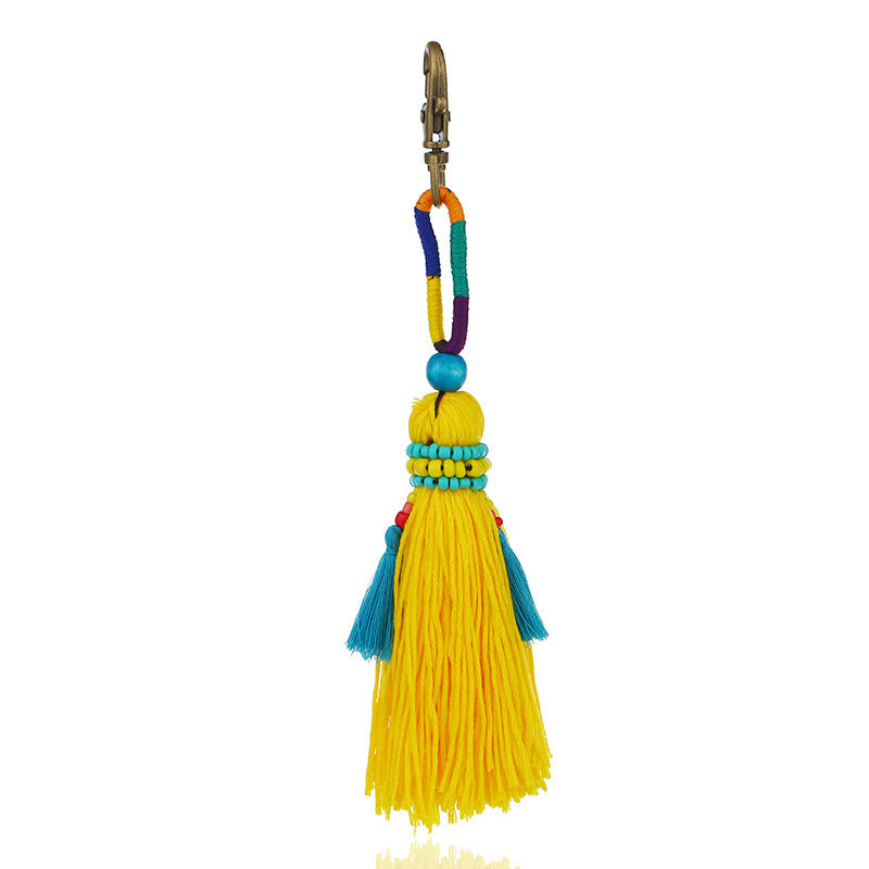 Bohemian DIY Handmade Beaded Wool Woven Colorful Tassel Pendant