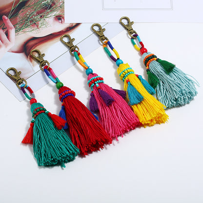 Bohemian DIY Handmade Beaded Wool Woven Colorful Tassel Pendant