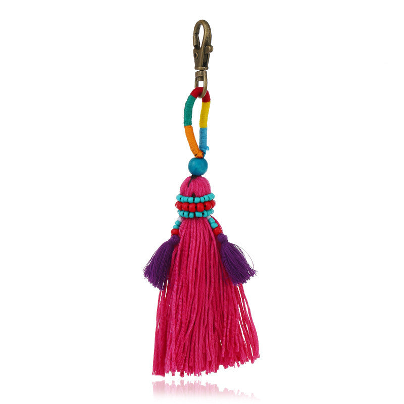 Bohemian DIY Handmade Beaded Wool Woven Colorful Tassel Pendant