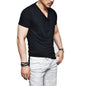 Men's Fashion Fleece Collar T-shirt Solid Color Hip Hop Streetwear Summer Men's Short Sleeve Casual Fitness Tshirt