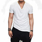 Men's Fashion Fleece Collar T-shirt Solid Color Hip Hop Streetwear Summer Men's Short Sleeve Casual Fitness Tshirt