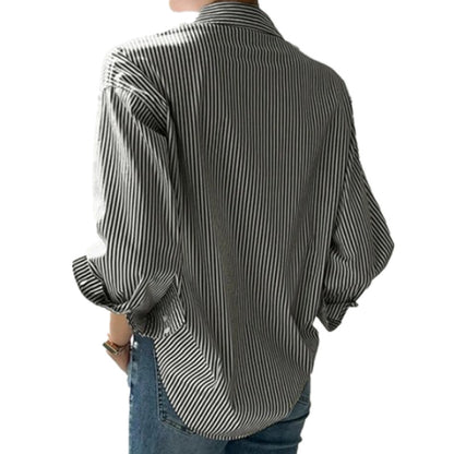 Women's Loose Casual Striped Long-sleeved Shirt