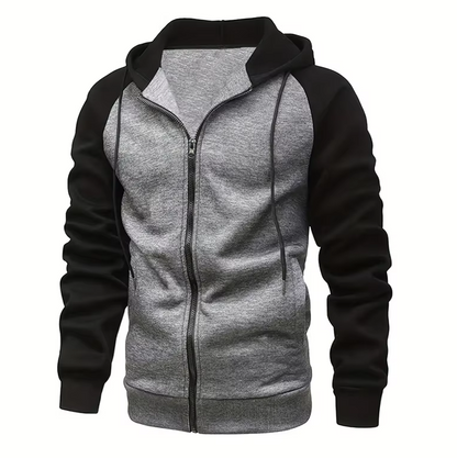 Winter Zipper Coat Color Matchig Fashion Hooded Long Sleeve