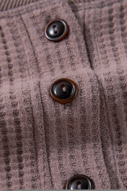 Chestnut Textured Knit Henley Long Sleeve Top