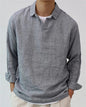 New Fashion Men's Pullover Shirt Solid Color Long Sleeve