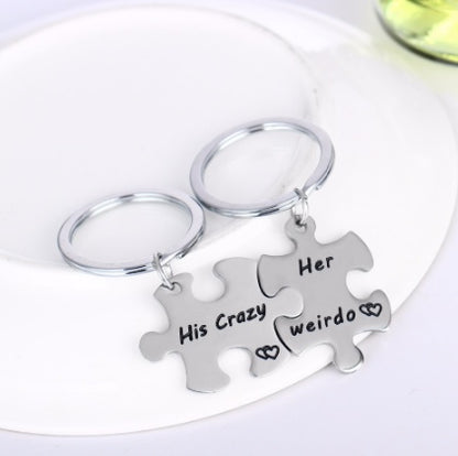 2PCs His Crazy Her Weirdo Couples Keychains Set