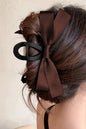 Coffee Bow Decor Large Hair Claw Clip