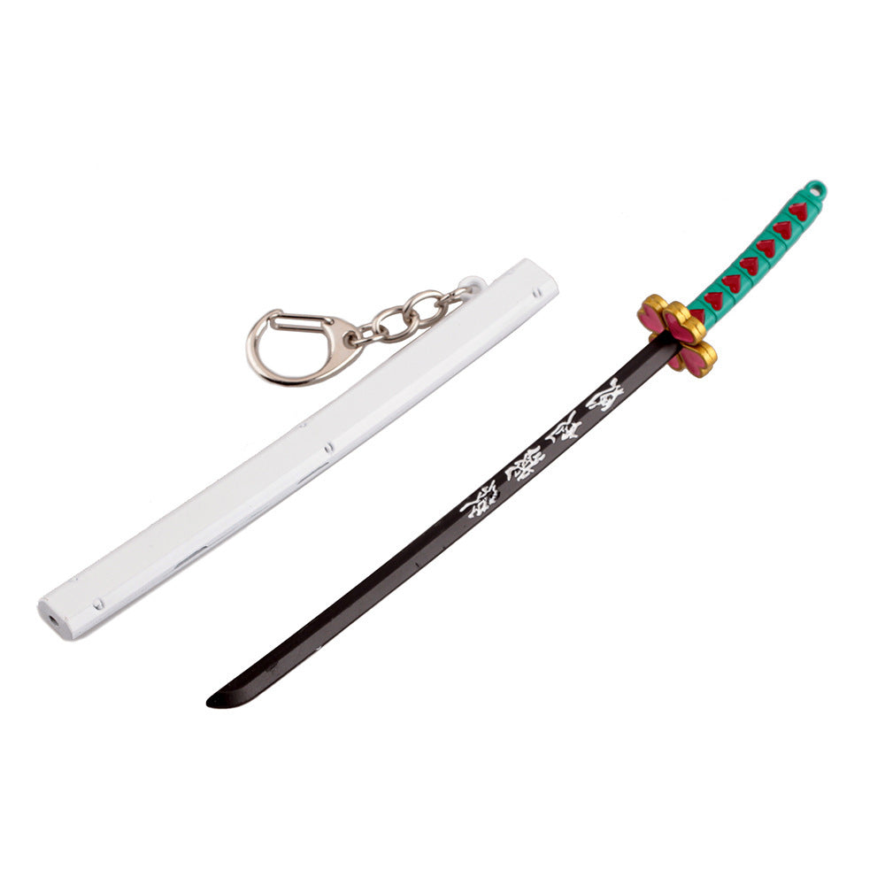 Japanese Wheel Knife With Sheath Sword Weapon Model Metal Keychains