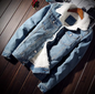 Men's Blue & Black Fur-Lined Cotton Denim Jacket - Streetwear Style