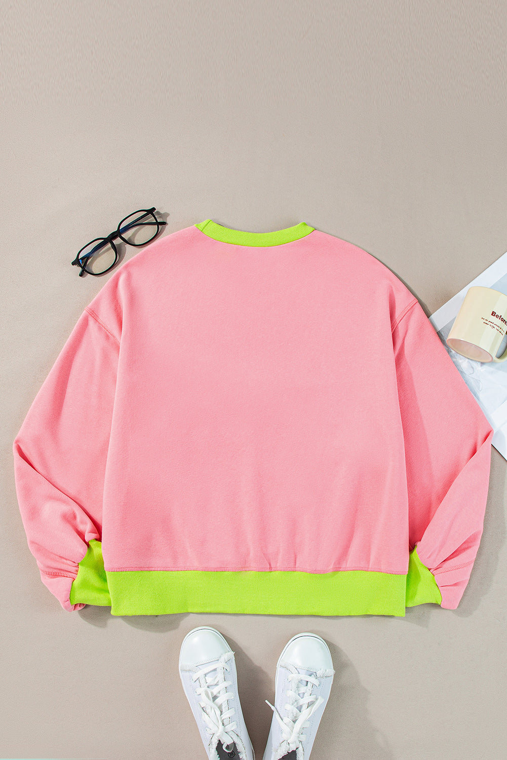 Pink GAME DAY Glitter Color Block Crew Neck Sweatshirt