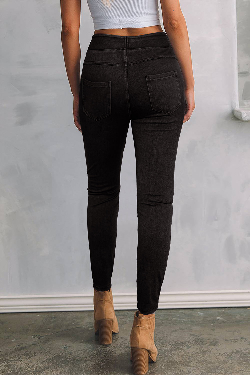 Ashleigh Blue Solid Color High Waist Stretchy Slim Fit Jeggings