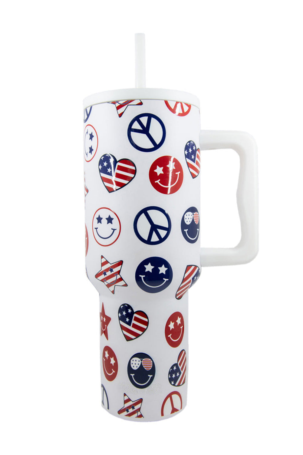 White American Flag Fashion Printed Stainless Cup With Handle 40oz