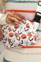 White Halloween Pattern Print Wide Belt Square Crossbody Bag