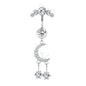 Stainless Steel European And American Inlaid Zircon Navel Stud Love Moon Piercing Jewelry