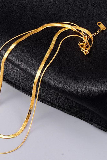 Gold Double Layer Clavicle Snake Chain Necklace