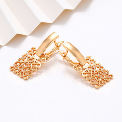 18K Gold Plated Geometric Square Hollow Earrings