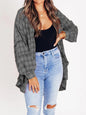 Women's Tassel Long-sleeved Top Loose Casual Plaid Shirt Coat Women