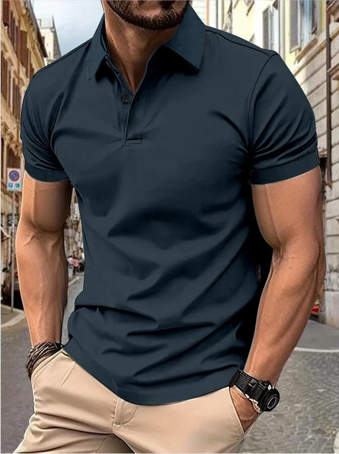 Men's New Summer Solid Color Slim Short-sleeved Tops