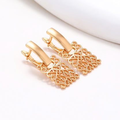 18K Gold Plated Geometric Square Hollow Earrings