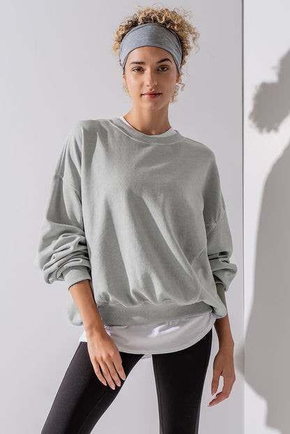 Orchid Petal Exposed Seam Batwing Sleeve Drop Shoulder Sweatshirt