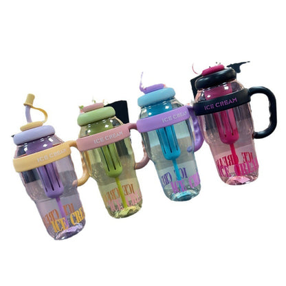 Plastic Water Bottle With Straw Cartoon Cup Drinking Cup Portable Water Bottle 1200ml Kitchen Gadgets