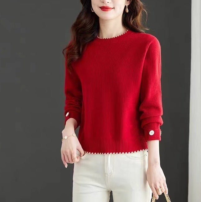 Women's Knitwear Simple Crew Neck Pullover Sweater