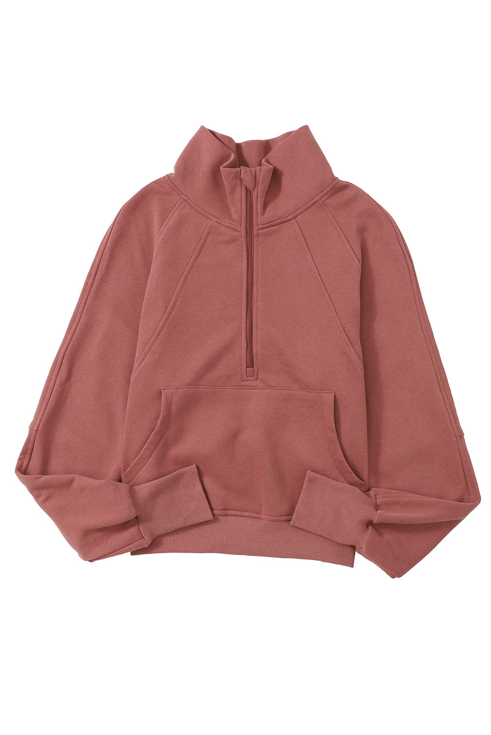 Flamingo Fleece Lined Zip Up Stand Collar Thumbhole Sleeve Sweatshirt